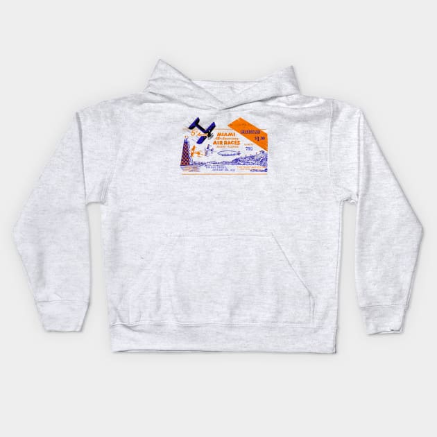 Historic 1933 Miami Air Races Ticket Kids Hoodie by MotorManiac